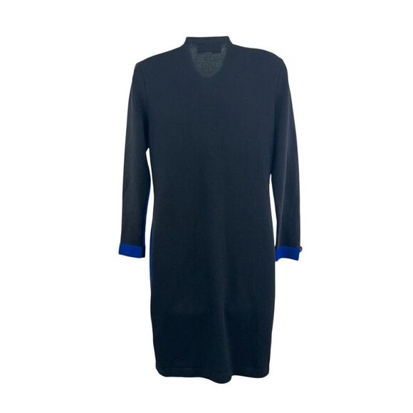 St.John Marie Gray Santana Knit Dress Colorblock Blue Black Button Down Size 2 * - Picture 6 of 16